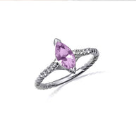 .925 Sterling Silver Marquise Cut Gemstone CZ Roped Twist Ring