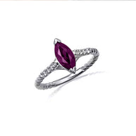 .925 Sterling Silver Marquise Cut Gemstone CZ Roped Twist Ring