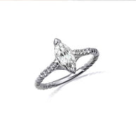 .925 Sterling Silver Marquise Cut Gemstone CZ Roped Twist Ring