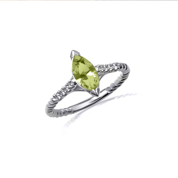.925 Sterling Silver Marquise Cut Gemstone CZ Roped Twist Ring