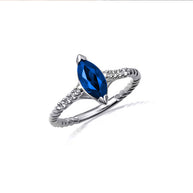 .925 Sterling Silver Marquise Cut Gemstone CZ Roped Twist Ring