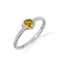 .925 Sterling Silver Personalized Lab Created Birthstone Rope Ring