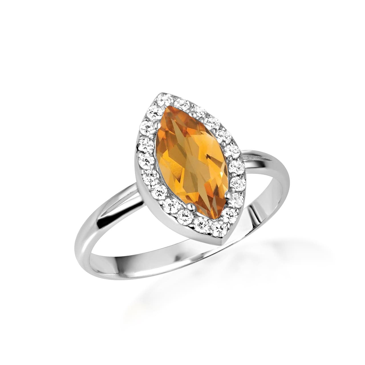 925 Sterling Silver Marquise Cut Birthstone Halo Ring