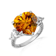 .925 Sterling Silver Heart Gemstone Rope Band Ring