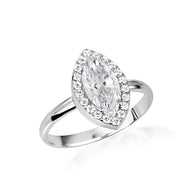 925 Sterling Silver Marquise Cut Birthstone Halo Ring