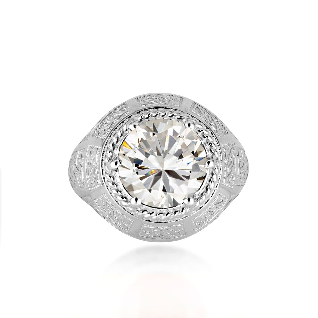 .925 Sterling Silver Irish Celtic Trinity Knot Gemstone Rope Ring