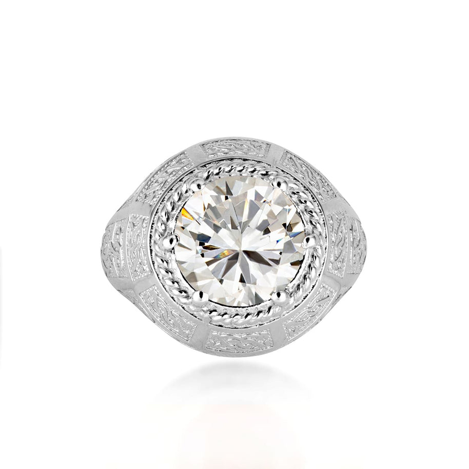 .925 Sterling Silver Irish Celtic Trinity Knot Gemstone Rope Ring