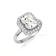 .925 Sterling Silver Oval Birthstone Ribbed Cocktail Ring
