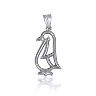 .925 Sterling Silver Penguin Silhouette Pendant Necklace