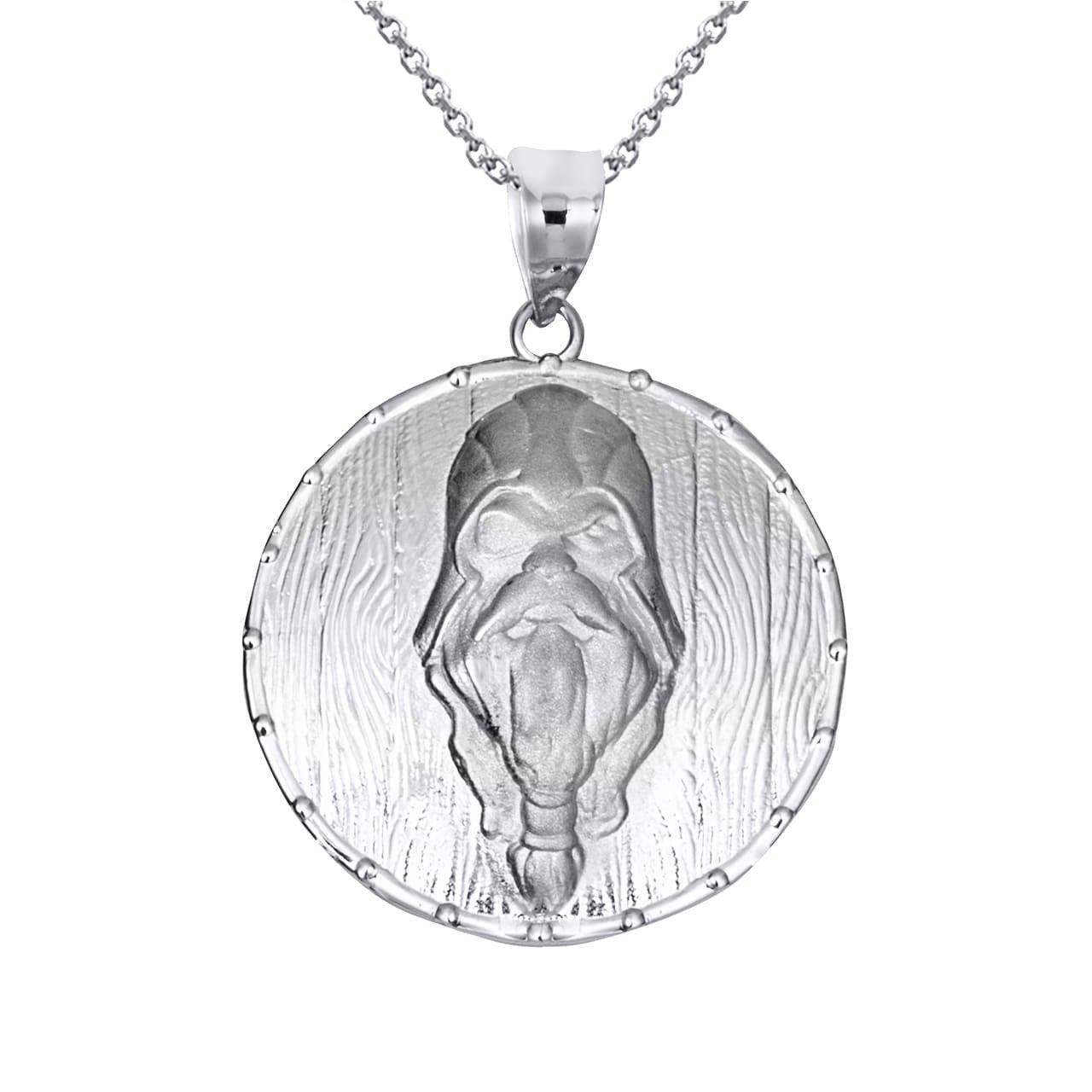 Solid Gold Viking Odin Head Shield Norse Pendant Necklace (Available in Yellow/Rose/White Gold)