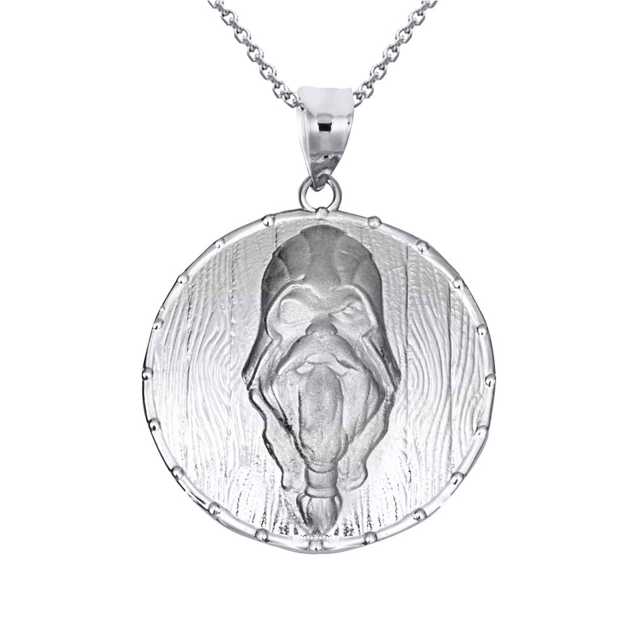 Solid Gold Viking Odin Head Shield Norse Pendant Necklace (Available in Yellow/Rose/White Gold)