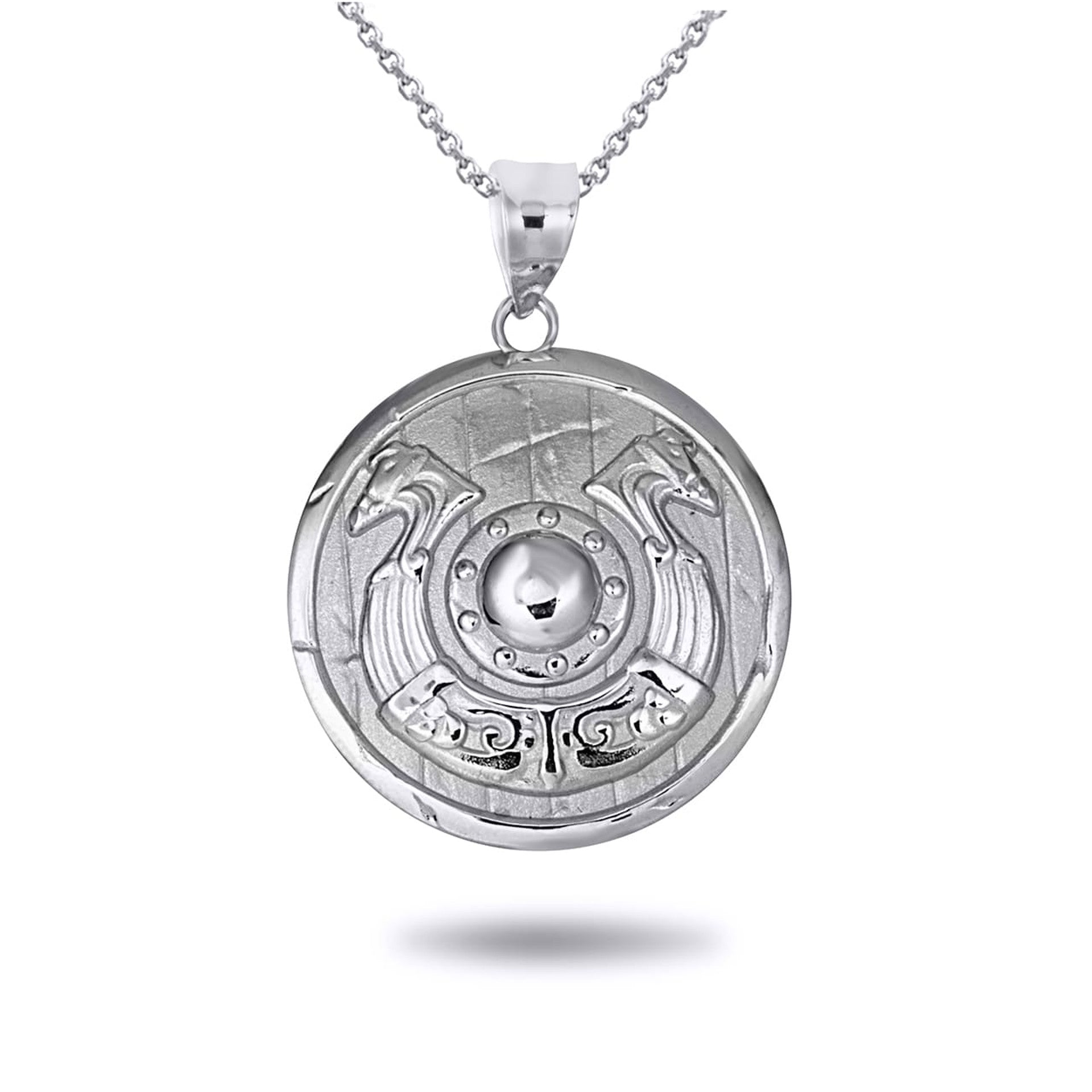 Gold Viking Horseshoe Shield Norse Pendant Necklace (Available in Yellow/Rose/White Gold)