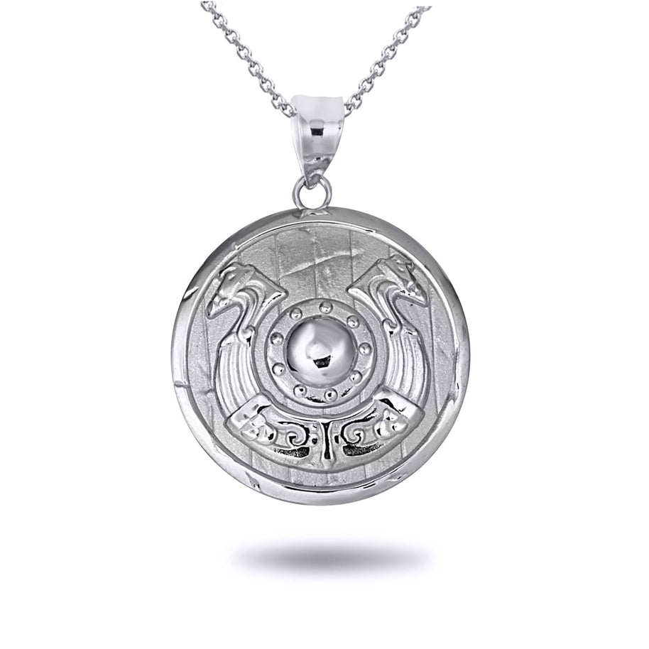 Gold Viking Horseshoe Shield Norse Pendant Necklace (Available in Yellow/Rose/White Gold)