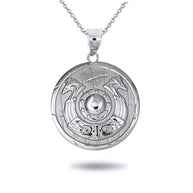 Gold Viking Horseshoe Shield Norse Pendant Necklace (Available in Yellow/Rose/White Gold)