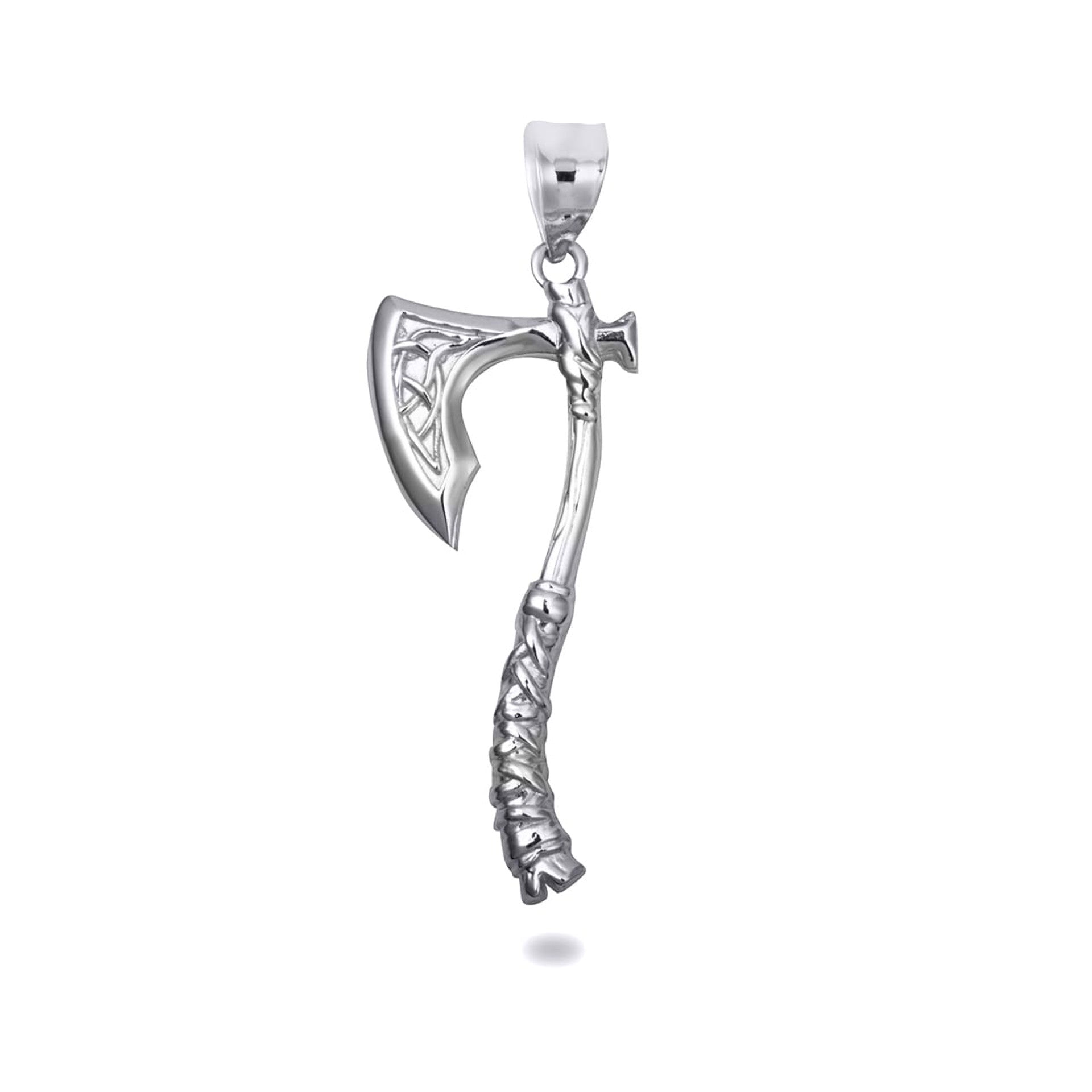 .925 Sterling Silver Viking Norse Battle Axe Pendant Necklace