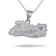 Gold El Salvador Map Heart Pendant Necklace (Available in Yellow/Rose/White Gold)