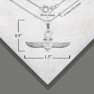 .925 Sterling Silver Egyptian Ankh Cross Eye Of Horus Wedjat Winged Goddess Isis Protection Pendant Necklace