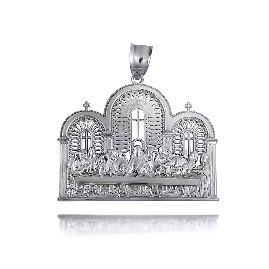 .925 Sterling Silver The Last Supper Jesus & Apostles Pendant Necklace