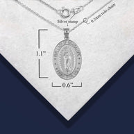 925 Sterling Silver Religious Virgin Mother Mary Oval Pendant Necklace