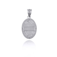 .925 Sterling Silver Engravable Patron Saint John The Baptist Cubic Zirconia Oval Medallion Pendant Necklace