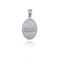 925 Sterling Silver Engravable Patron Saint Therese Of Lisieux Cubic Zirconia Oval Medallion Pendant Necklace