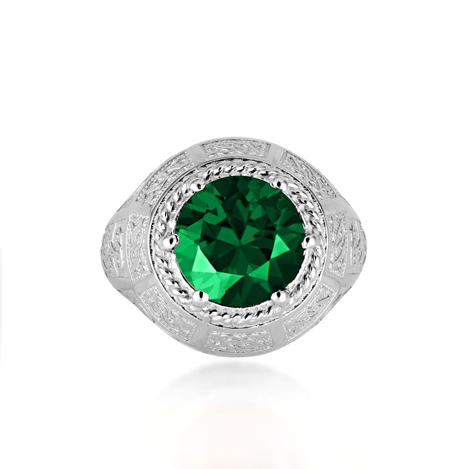.925 Sterling Silver Irish Celtic Trinity Knot Gemstone Rope Ring