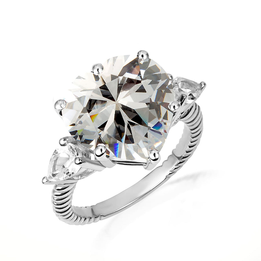 .925 Sterling Silver Heart Gemstone Rope Band Ring