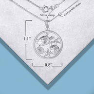 .925 Sterling Silver Sea Shell Turtle & Starfish Marine Life Rope Pendant Necklace