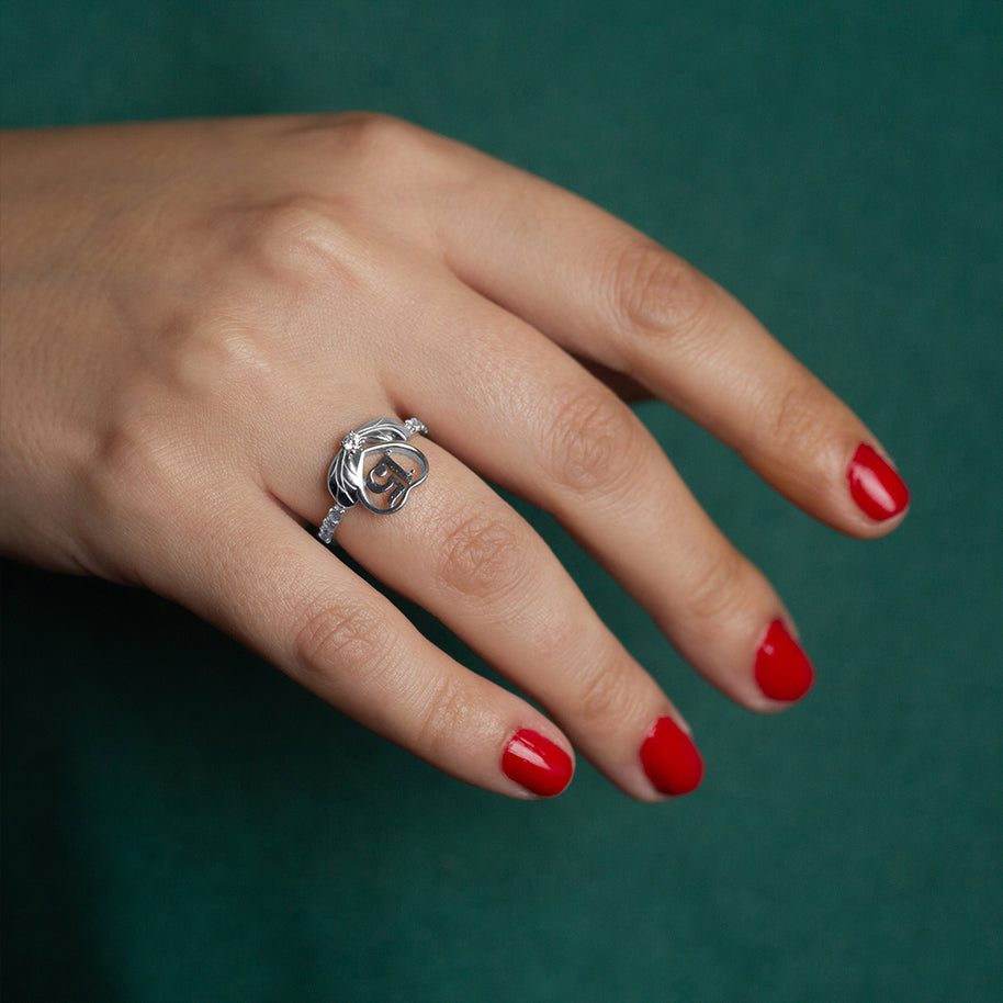 .925 Sterling Silver Cubic Zirconia 15 Años Heart Quinceañera Ring