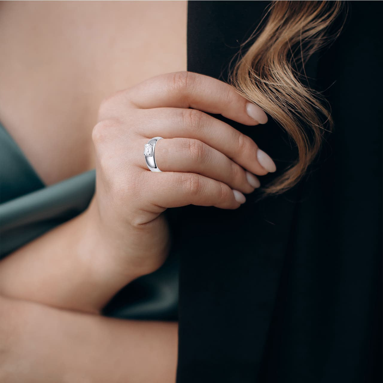 .925 Sterling Silver Radiant Cut Birthstone Ring