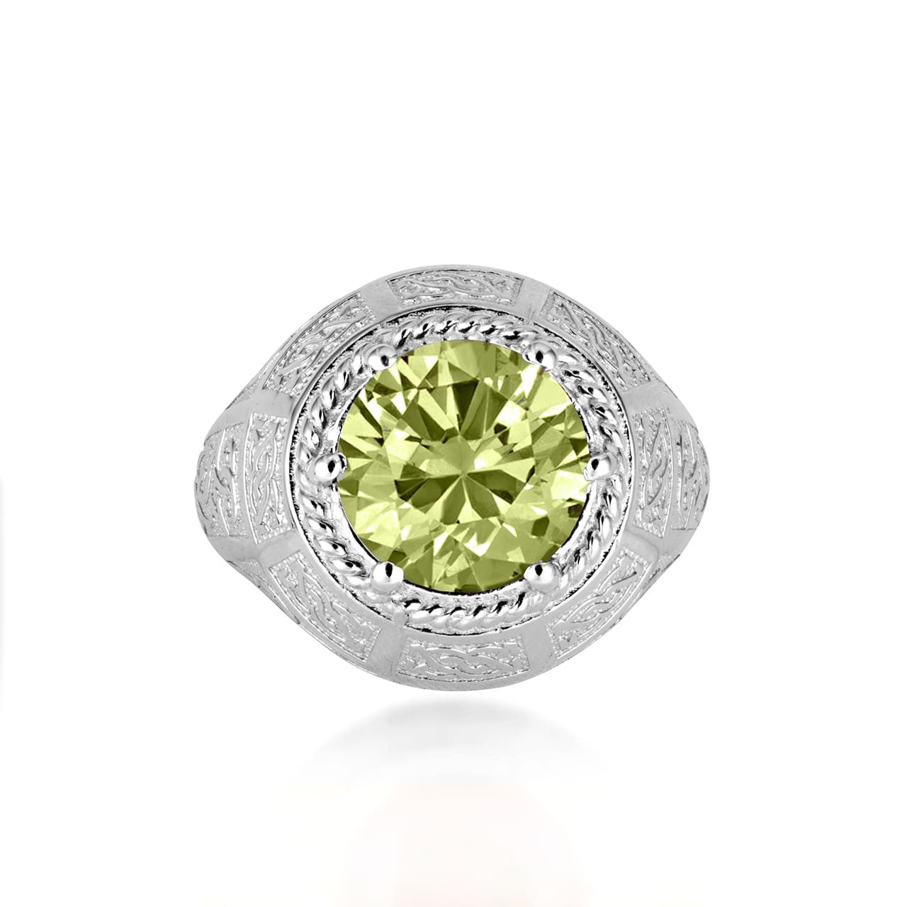 .925 Sterling Silver Irish Celtic Trinity Knot Gemstone Rope Ring