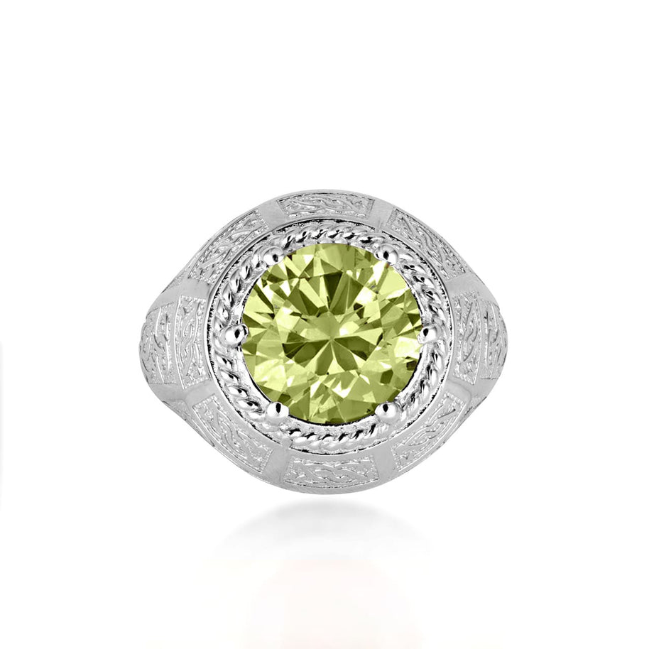 .925 Sterling Silver Irish Celtic Trinity Knot Gemstone Rope Ring