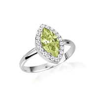 925 Sterling Silver Marquise Cut Birthstone Halo Ring