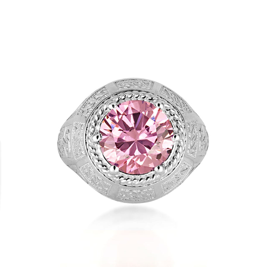 .925 Sterling Silver Irish Celtic Trinity Knot Gemstone Rope Ring