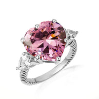 .925 Sterling Silver Heart Gemstone Rope Band Ring