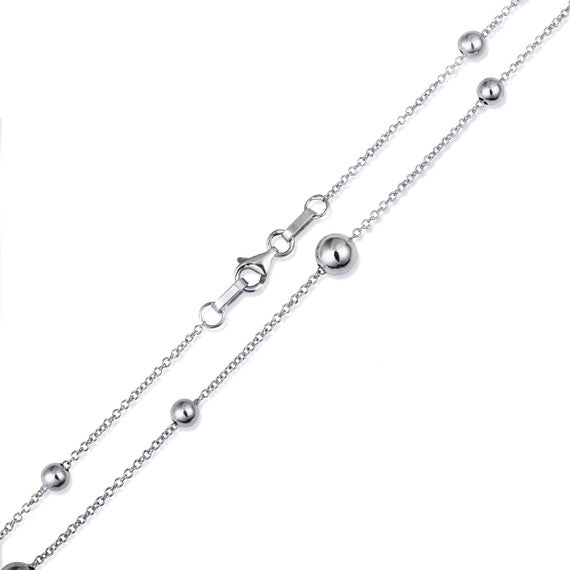 14K Gold Bead Link Chain Necklace (Available in Yellow/Rose/White Gold)