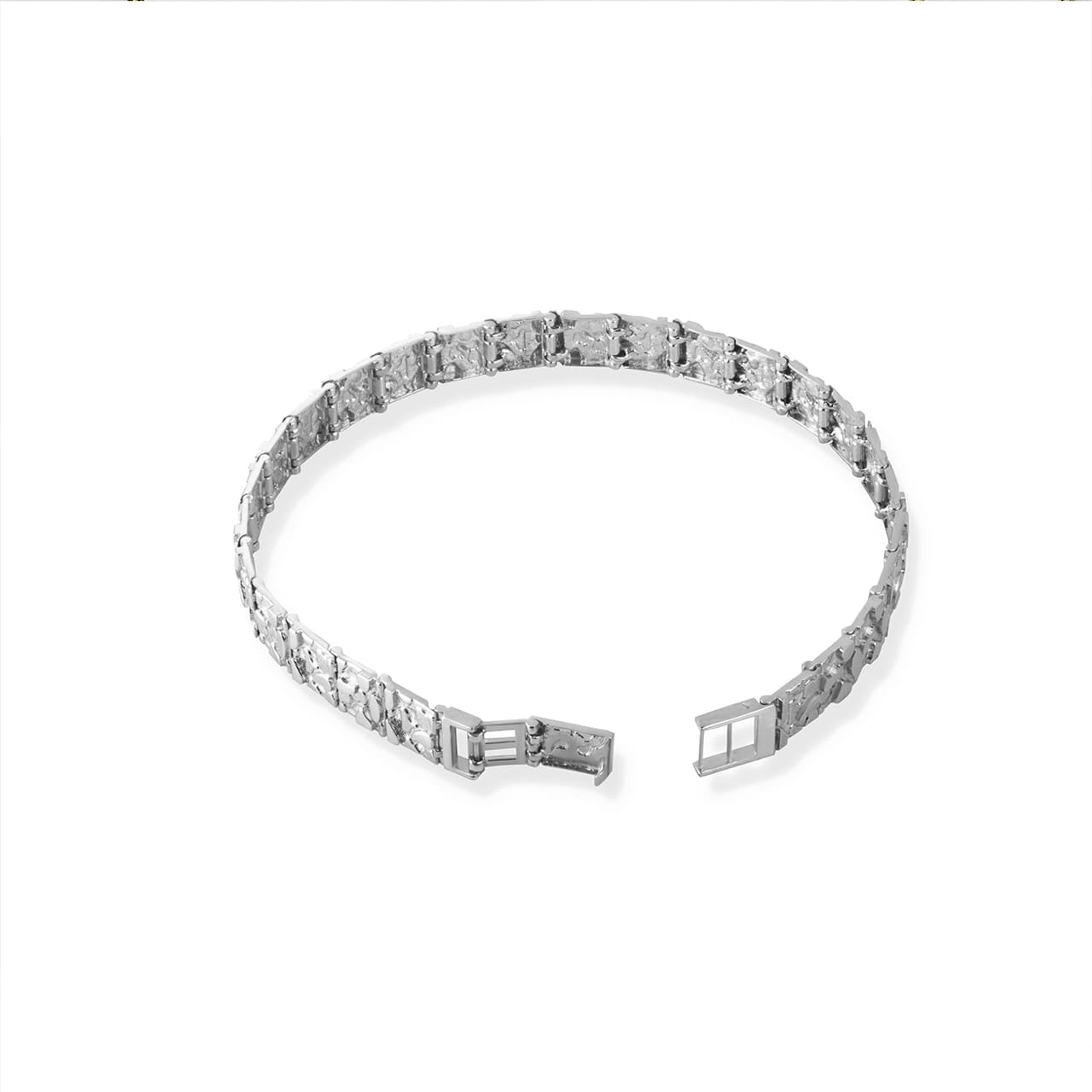 Solid .925 Sterling Silver Heavy Nugget Bracelet (Available in Small/Large)