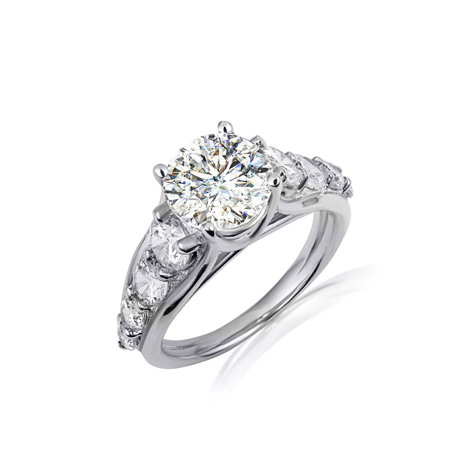 .925 Sterling Silver Round Cut Cubic Zirconia Engagement Ring