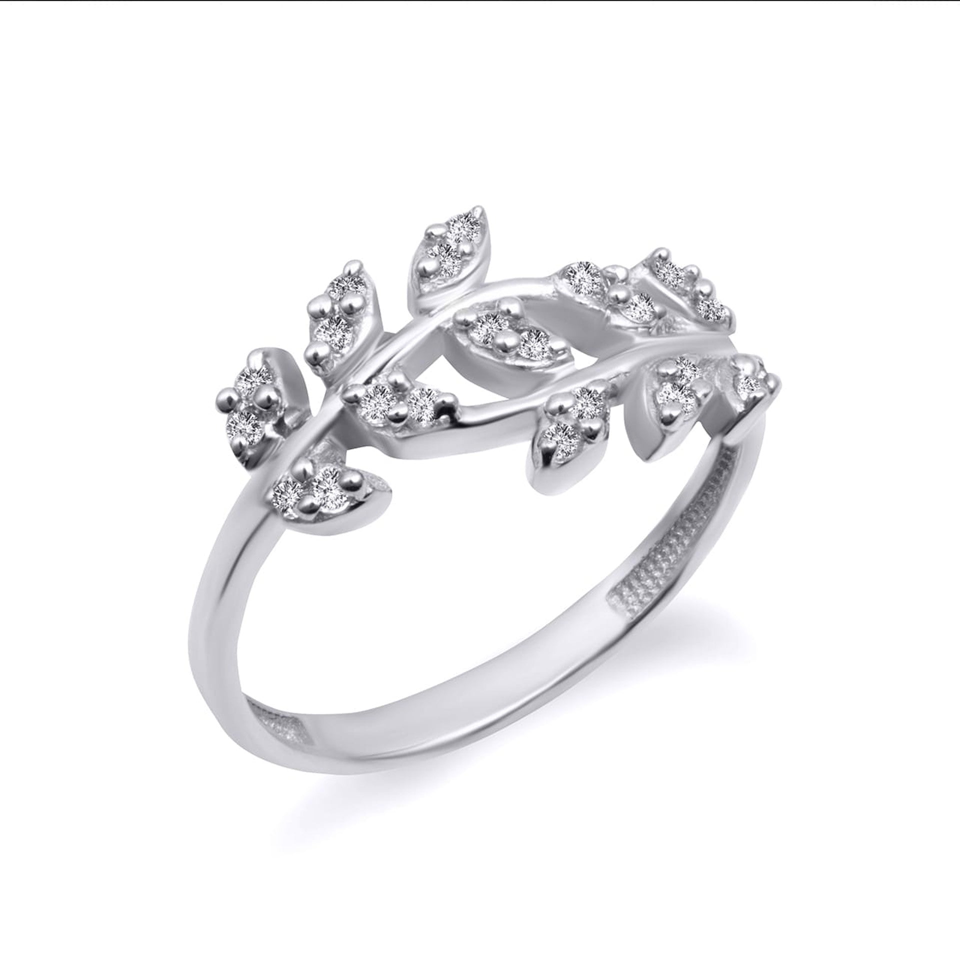 Gold Diamond Olive Leaf Vine Ring (Available in Yellow/Rose/White Gold)