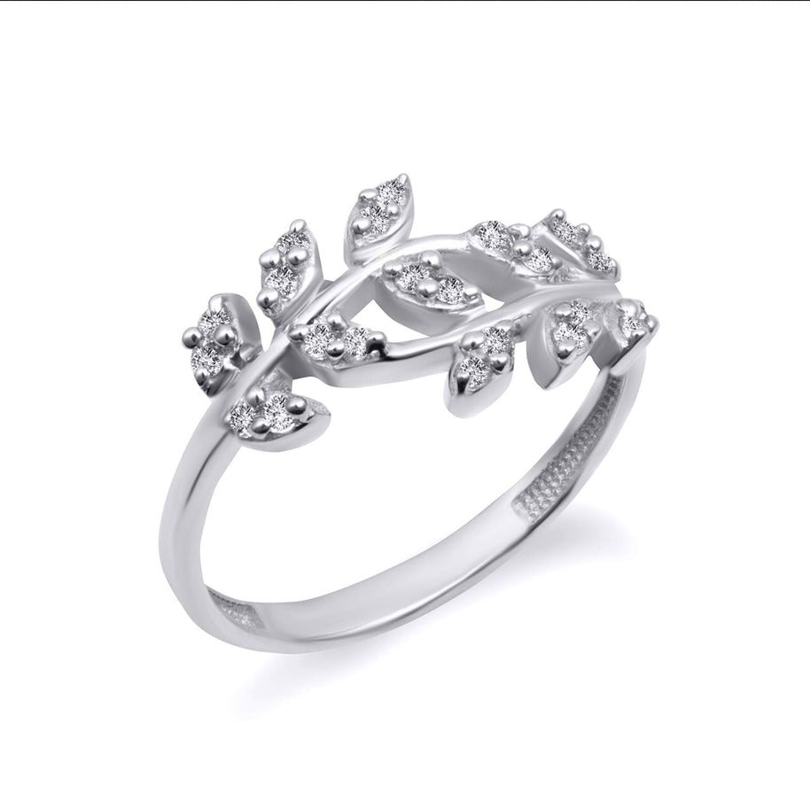 Gold Diamond Olive Leaf Vine Ring (Available in Yellow/Rose/White Gold)