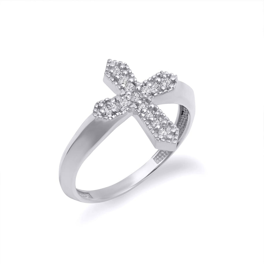 Gold Diamond Studded Cross Ring (Available in Yellow/Rose/White Gold)