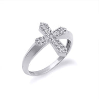 Gold Diamond Studded Cross Ring (Available in Yellow/Rose/White Gold)