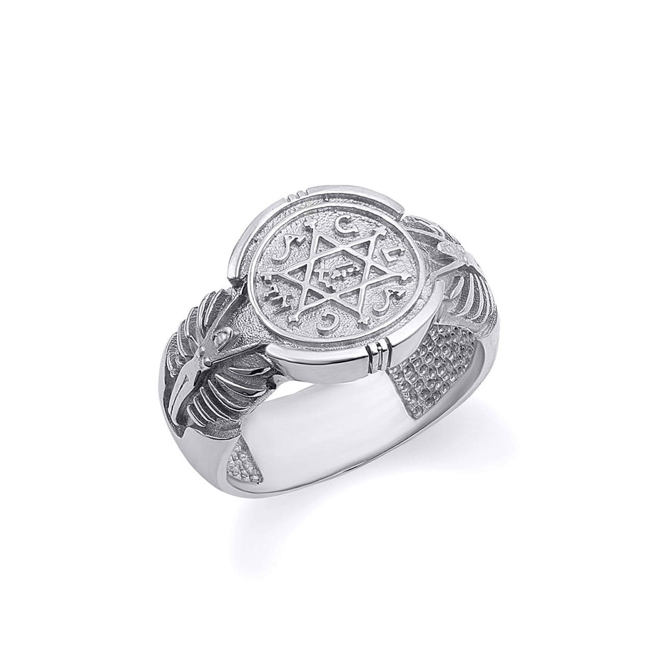 .925 Sterling Silver Seal of King Solomon Jewish Star of David Signet Ring