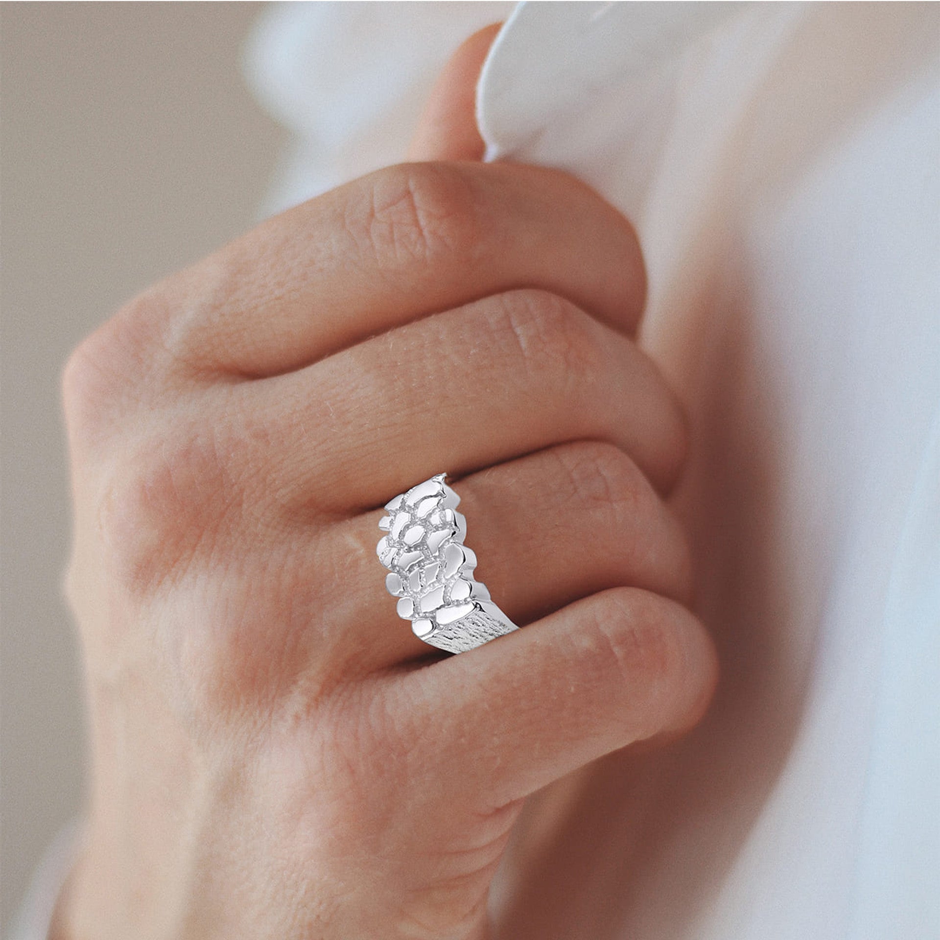 .925 Sterling Silver Men's Nugget Ring