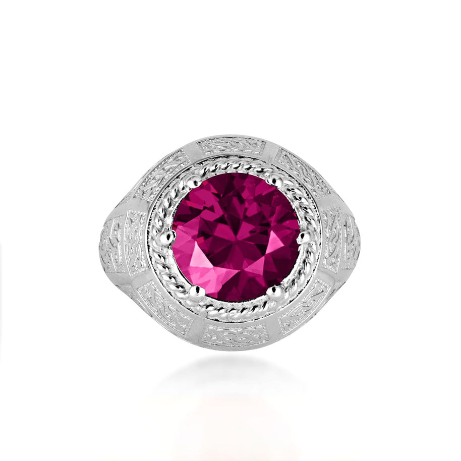 .925 Sterling Silver Irish Celtic Trinity Knot Gemstone Rope Ring