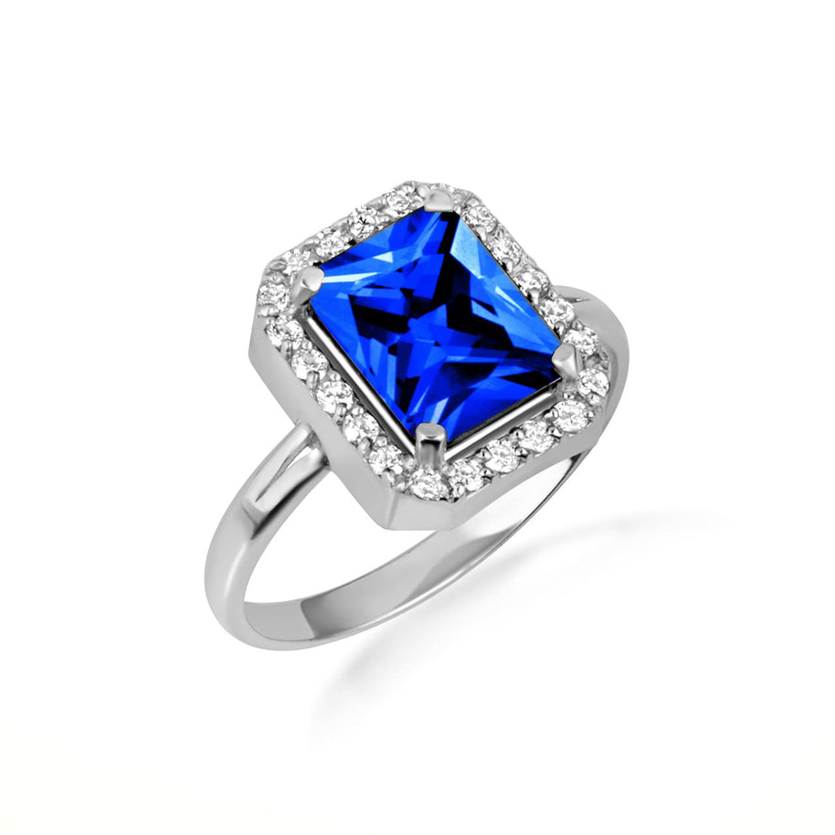 .925 Sterling Silver Oval Birthstone Ribbed Cocktail Ring