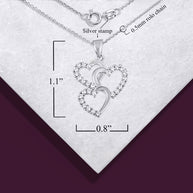 .925 Sterling Silver Cubic Zirconia Triple Heart Pendant Necklace