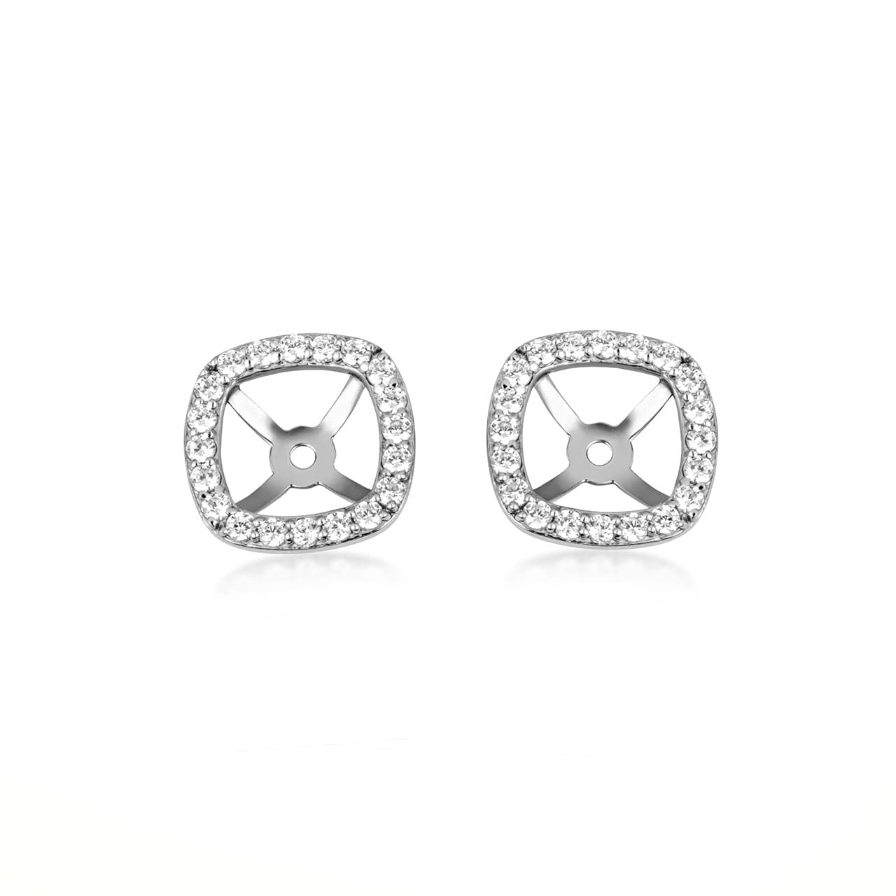 14K Gold Lab Grown Diamond Square Halo Earring Jacket Studs (Available in Yellow/Rose/White Gold)