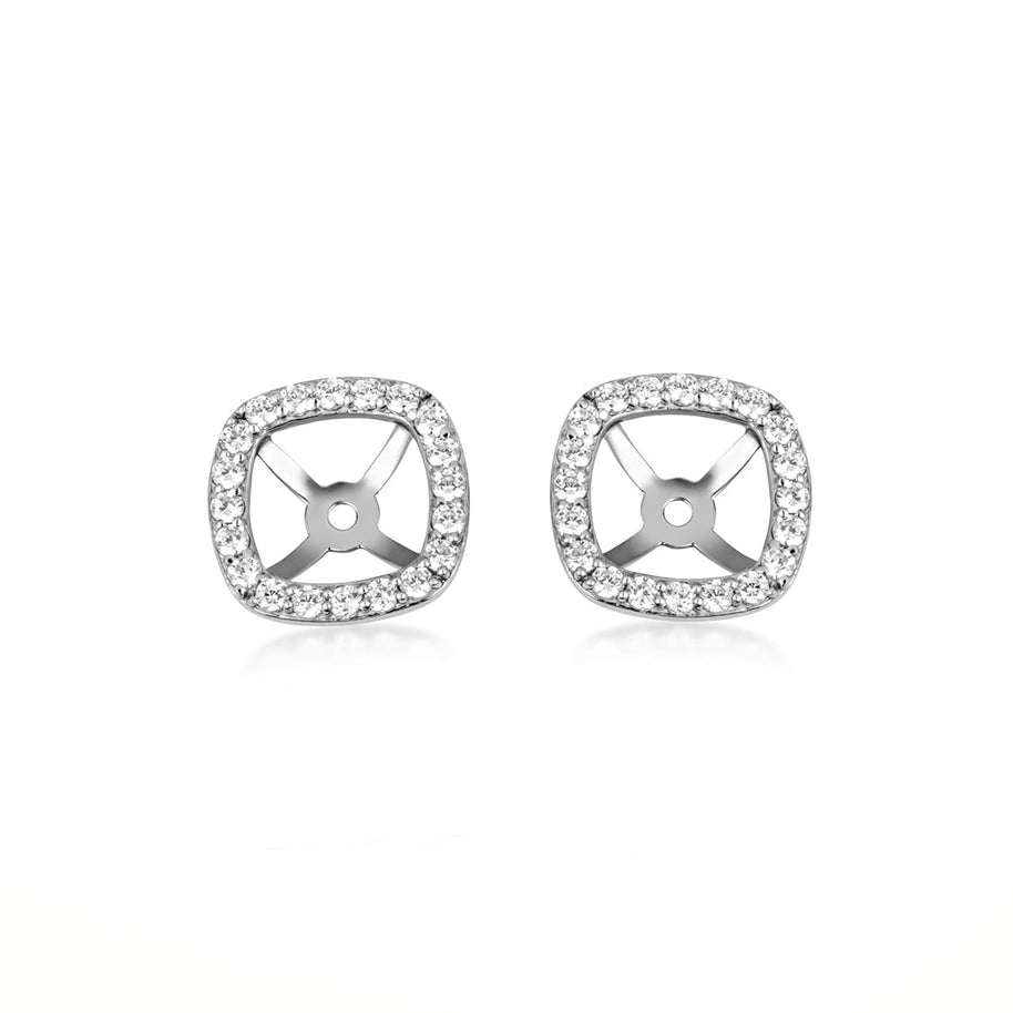 14K Gold Lab Grown Diamond Square Halo Earring Jacket Studs (Available in Yellow/Rose/White Gold)