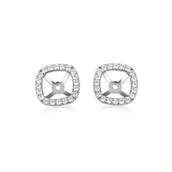 14K Gold Lab Grown Diamond Square Halo Earring Jacket Studs (Available in Yellow/Rose/White Gold)